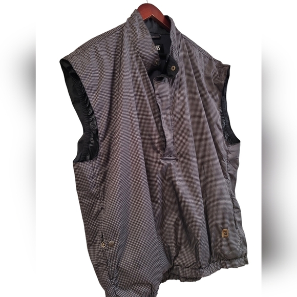 FootJoy Dryjoys Men's Golf Wind Rain Vest Size XL 1/2 Zip Houndstooth Gray - Picture 2 of 6